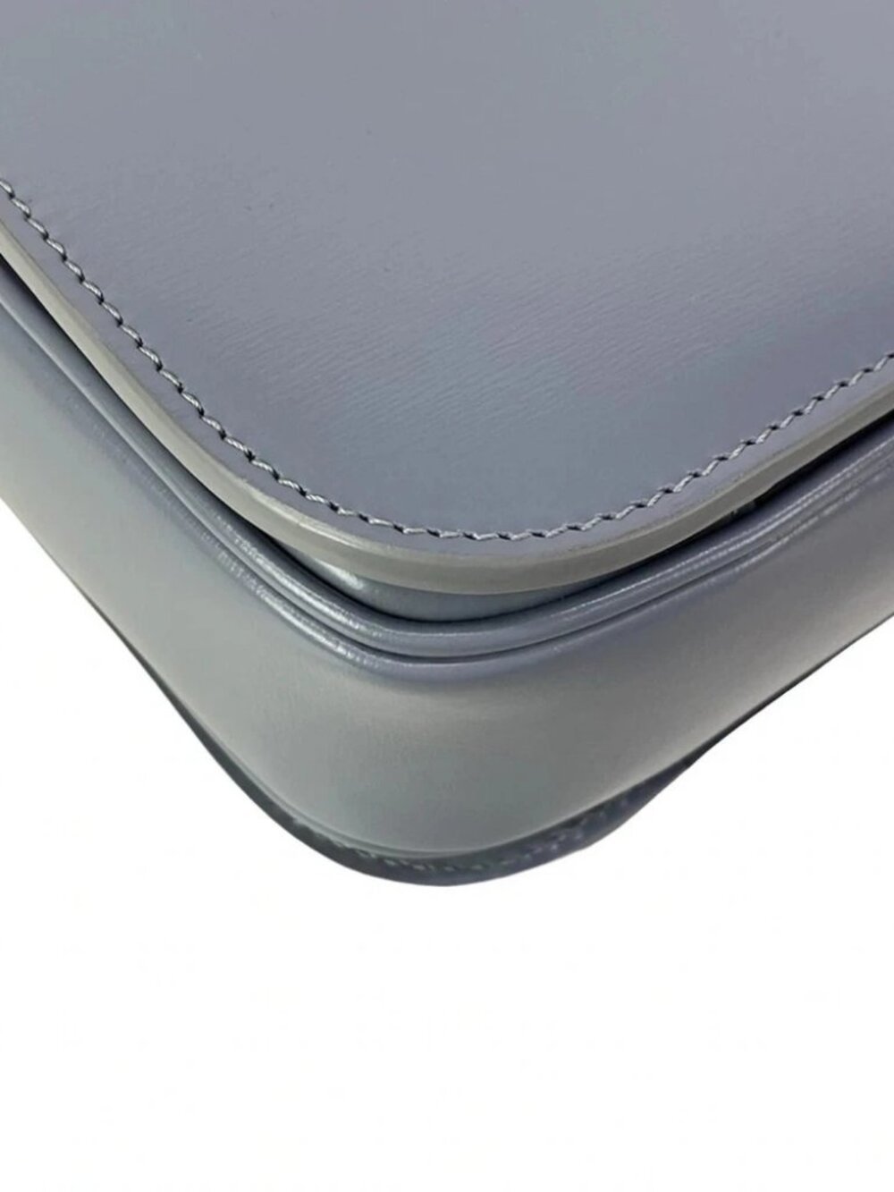 CELINE Triomphe Medium - Blue Gray Shiny Calfskin Shoulder Bag - Picture 11 of 16